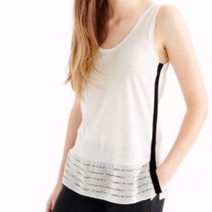 J Crew Embellished Off White Silk Hem Tank Size XS